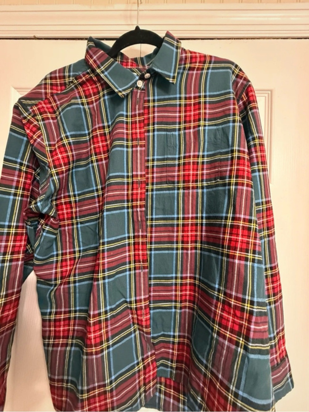 J. Crew Women's Plaid Button-Down Shirt in Teal, Red and Yellow